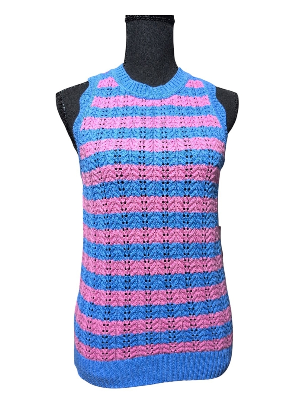 Free Assembly Pink Blue Striped Knit Sweater Vest NWT Small 4-6